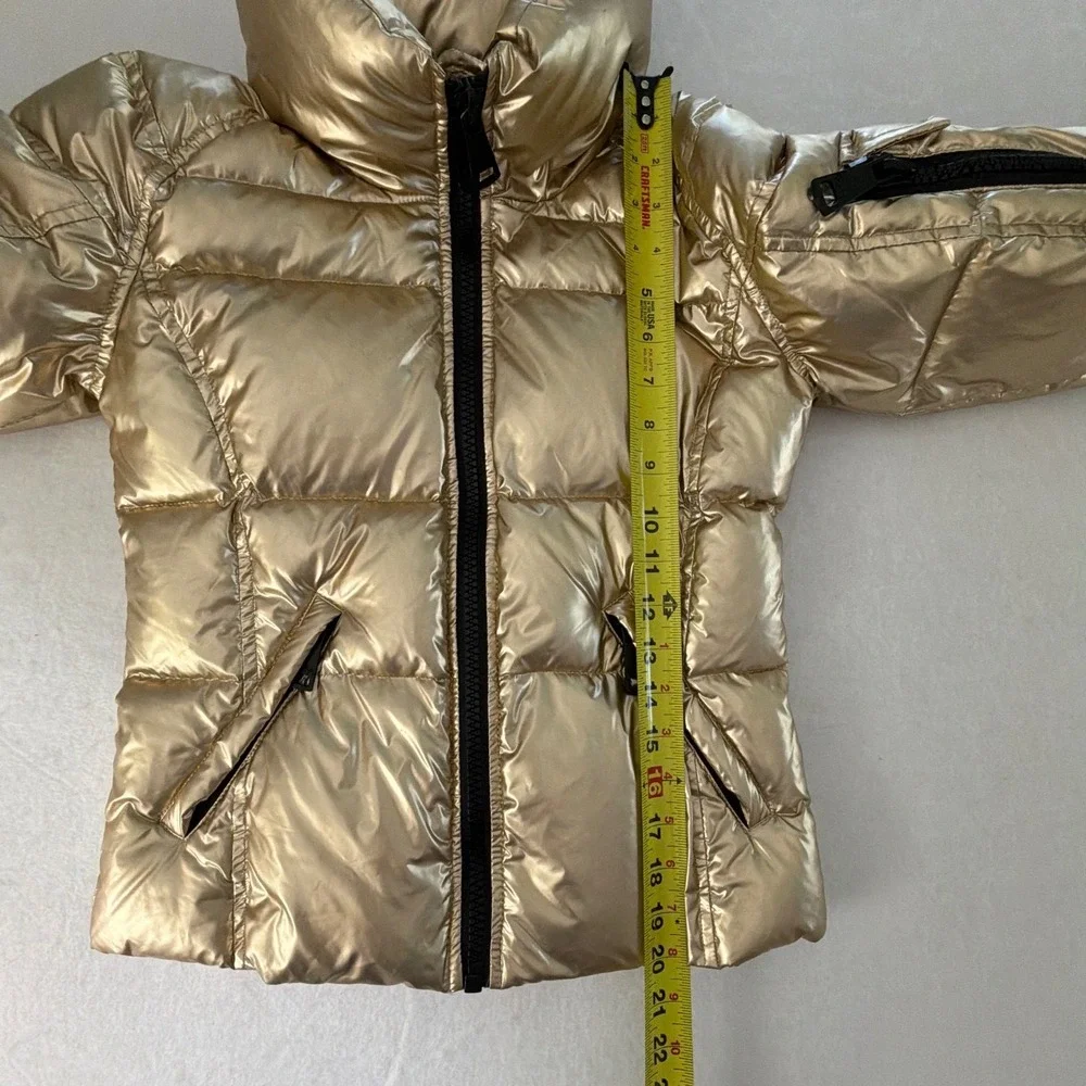 SAM New York Girls Sz 10 Freestyle Down Puffer Jacket Gold Metallic Kids Coat